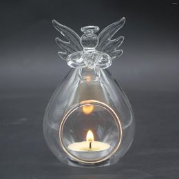 Candle Holders Cute Angel Glass Crystal Hanging Tea Light Holder Home Decor Candlestick Room Family Accessories Drop