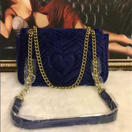 2023 5A quality Women Shoulder Bags Classic Gold Chain 26cm Velvet Bag Heart Style Bag Handbag Tote Bags Messenger Handbags 0437 top