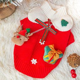 Dog Apparel Pet Knitted Sweater Autumn Winter Medium Small Clothes Warm Wool Cute Christmas Decorations Kitten Puppy Sweet Pullover