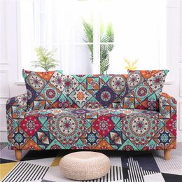 Chair Covers 2023 3D Print Sofa Cover Stretch Milk Silk Fabric Couch For Living Room Sectional Corner Settee Slipcovers Mandala Style