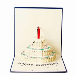 Custom Stereo Cards Creative Handmade Colour Birthday Cake 3D Funny Birthday Greeting Pop Up Card A372