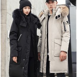 Men's Jackets Long Parkas Men Fur Hooded Winter Jacket Women Thick Windproof Warm Overcoat Puffer Pockets Loose Coats Fashion Outerwear Veste 230105