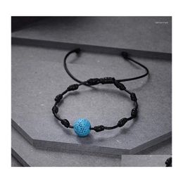 Charm Bracelets Wholesale 2Pcs/Set Matte Lava Stone Natural Bead Bracelet String Braiding Couple For Men Women Wish Jewelry B441 Dro Dhnts