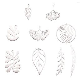 Pendant Necklaces Kissitty 18Pcs Leaf Shape Stainless Steel Pendants Laser Cut Charms For Handmade Bracelet Necklace Earring Jewelry Making