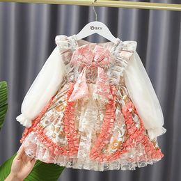 Girl Dresses 2023 Autumn Spring 1 2 3 4 6 7 Years Baby Sweet Infant Cute Long Sleeve Party Birthday Fairy Princess Lolita Dress For Kids