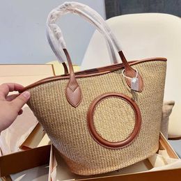 Fashion Designer Beach Bag Luxury Tote Womens Purse One Shoulder Bag Summer Knitting and PU Leather Large Capacity Travel Bags top