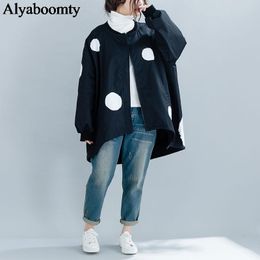 Women's Jackets Korean Style Autumn Spring Women Plus Size Jacket Black Army Green Oversized Casual Loose Female Coat Polka Dot Cotton