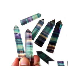 Arts And Crafts Rainbow Crystals Fluorite Tower Quartz Points Natural Stripe Point Reiki Crystal Obelisk Wand Healing Chakra Stone D Dhhfl