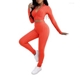 Women's Two Piece Pants Women Set Workout Merbau Sportswear Gym Clothing Fitness Long Sleeve Short Top High Waist Leggings Sports Suits