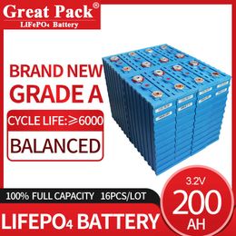 16PCS 3.2V 200AH Rechargeable Battery Pack Solar Power Bank LiFePO4 Deep Cycle Home Energy System