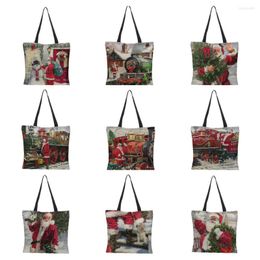 Storage Bags Women Bag Merry Christmas Large Capacity Travel Tote Santa Claus Portable One-shoulder Shopping