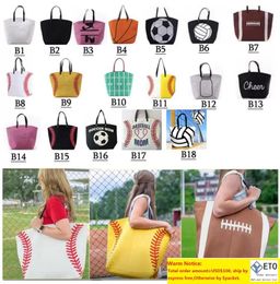 18style Baseball Tote Canvas Handbags Softball Football Shoulder Basketball Print Cotton Sports Tote Soccer Handbag
