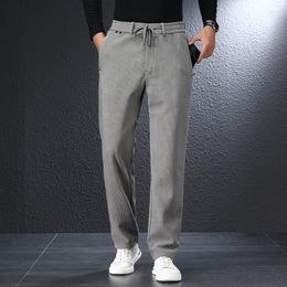 Men's Pants Minglu Corduroy Thicken Mens Sweatpants Luxury Add Velvet Elastic Waistband Autumn Winter Straight Male Trousers Plus Size 6XL
