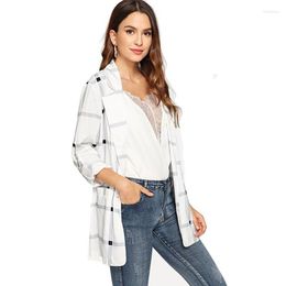 Women's Suits Women Elegant Work Blazers Casual Buttonless Plaid Blazer 2023 Fashion Jackets Office Commute Design Formal