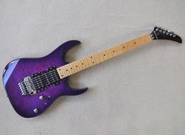 Purple 6 Strings Electric Guitar with Floyd Rose Maple Fretboard Can be Customised