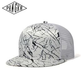 Snapbacks PANGKB Brand crack element new style white mesh breathable snapback hat adult outdoor cycling summer beach enjoy trucker cap 0105