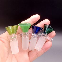 Coloured Slide Funnel Glass Bowl with Handle Accessories Adapter for Water Recycler Pipes Bongs Hookah