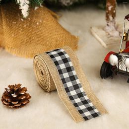 Gift Wrap Bows Birthday 6.5CM Checkered Sackcloth Edging Christmas Decorations Ribbon Fabric