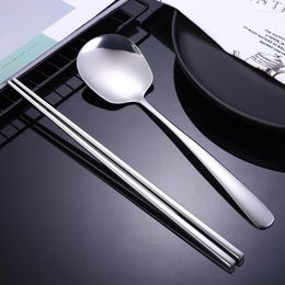 Dinnerware Sets Large Serving Spoon Shovel Long Handle Chopsticks For Home 304 Stainless Steel Kitchen Tableware Buffet Utensils