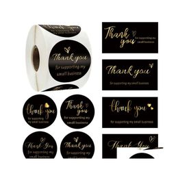 Gift Wrap 50/500Pcs Thank You Stickers For Supporting My Business Thanks Greeting Cards Candy Bags Paper Seal Label Party Favor Drop Dhh6R