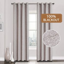 Curtain Linen 100 Blackout Curtains For Kitchen Bedroom Window Treatment Solid Water Proof for Living Room Custom Made 230104