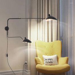 Wall Lamps Head Modern Black Lamp Double Pole Can Swing Adjustment Living Room Study Bedroom Bedside Duckbill