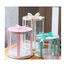 Gift Wrap Clear Round Cake Box Diy Baking Dessert Flower Gifts Packing Without Ribbon For Christmas Wedding Birthday Party Case Drop Dhsgz