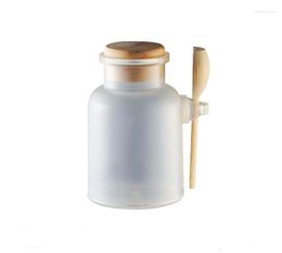 Storage Bottles 50pcs/lot 300g Bath Salt Bottle 300ml Powder Plastic With Cork Jar Wood Spoon Lin3589