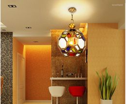 Pendant Lamps D20cm American Lights Stairway Color Glass Euro Corridor Home Garden Bronze Carnival Lamp