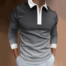 Men's Polos Male Casual Autumn Printed T Shirt Turn Down Collar Long Sleeve Tops Cheer