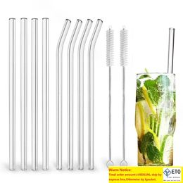 DHL Clear Straw Reusable Straight Bent Drinking Straws with Brush Eco Friendly Straws for Smoothies Cocktails