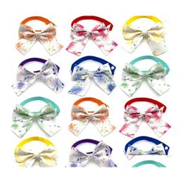 Dog Apparel 50/100Pcs Mixcolor Bow Tie Flowers Style Supplies Grooming Accessories Adjustable Puppy Products Pet Drop Delivery Home G Dhjky