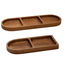 Plates Compartmentalized Tray Kitchen Accessory Retro Style Tableware Serving Dish Wooden For Bread Grilling Salad Breakfast Home