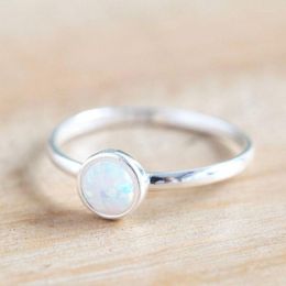 Cluster Rings Round Opening Moonstone Minimalist Thin Women Engagement Ring Wedding Band Fashion Jewellery Gift To Girlfriend