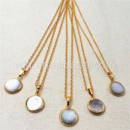 Pendant Necklaces WT-N826 Wholesale 2023 Spring Product Natural Grey Pearl Necklace 24k Gold Color Round 15mm