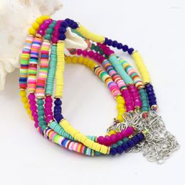 Anklets Ankle Bracelets For Women Boho Jewellery Adjustable Colourful Polymer Clay Crystal Bead String Beach Barefoot Anklet