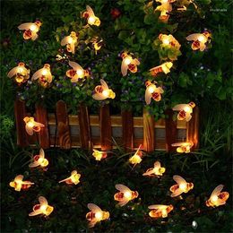 Strings LED Solar Small Bee Decoration Wedding Festival Light Outdoor Court Color