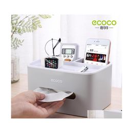 Tissue Boxes Napkins Ecoco Napkin Holder Household Living Room Dining Creative Lovely Simple Mti Function Remote Control Storage D Dhf2I