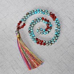 Pendant Necklaces 2023 Fashion Natural Stone Necklace Bohemian Buddhism Lotus Palm Tassel For Women Men Jewelry