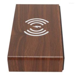 Watch Boxes Wood LED Clock Digital Wooden Alarm 3 Level Dimmer Dual Screen Wihte Light Quiet Home Decoration With Charging Cable For