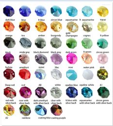 Chandelier Crystal 10pcs 14mm 1 Hole/2 Holes Colourful Glass Octagon Prism Beads For Lighting Parts Wedding Party