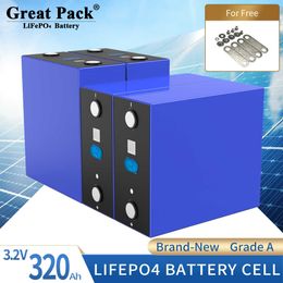 3.2V 320Ah Grade A Rechargeable Deep Cycle LiFepo4 Battery Cell 100% Capacity Lithium Iron Phosphate Power Storage System