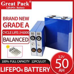 12pcs 3.2V 50Ah Brand New Grade A LiFePO4 Battery Cell Rechargeable Deep Cycle 100% Full Capacity Lithium Ion Power Bank