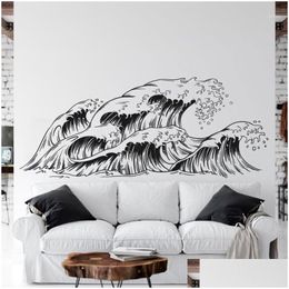 Wall Stickers Large Ocean Waves Sea Decal Office Playroom Tropical Beach Summer Explore Adventure Sticker Bedroom Home Decor Drop De Dhfvs