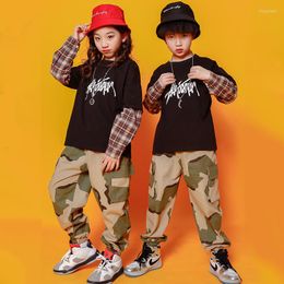 Stage Wear Kid Hip Hop Clothing Loosed Sweatshirt Shirt Top Camouflage Casual Pants For Girls Boys Jazz Dance Costume Clothes Street