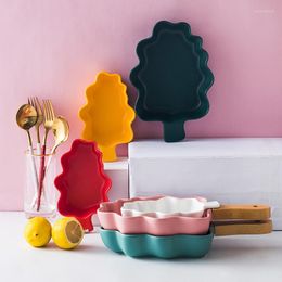 Plates Nordic Cartoon Super Cute Macaron Ceramic Christmas Tree Plate Fruit Girl Heart Salad Children's Snack Decoration