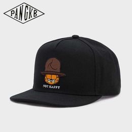 Snapbacks PANGKB Brand NOT HAPPY CAP fashion Cartoon cat Street dance snapback hat for men women adult outdoor casual sun baseball cap 0105