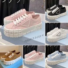 Designer Shoe Women Nylon Shoes Gabardine Canvas Sneakers Wheel Lady Trainers Loafers Platform Solid Heighten Shoe With Box High 5A Quality FCUA
