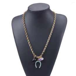 Choker Fashion Druzy Pendant Necklace Long Gold Colour Metal Link Chain Stone Statement Collar Jewellery Wholesale