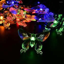 Strings Solar Lamps 4.8M 20LEDs Colorful Butterfly Garland Fairy Luces Waterproof Christmas Outdoor Garden Led Decoration Light